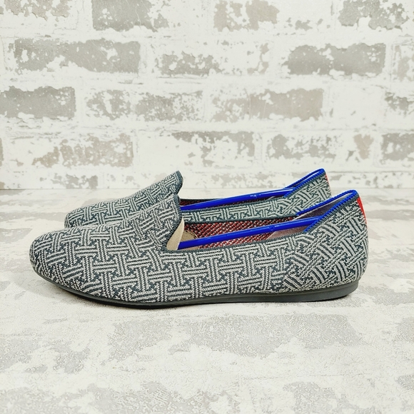 New Rothy's The Loafer Grey/Blue Patterned Slip On Round Toe Loafers C42